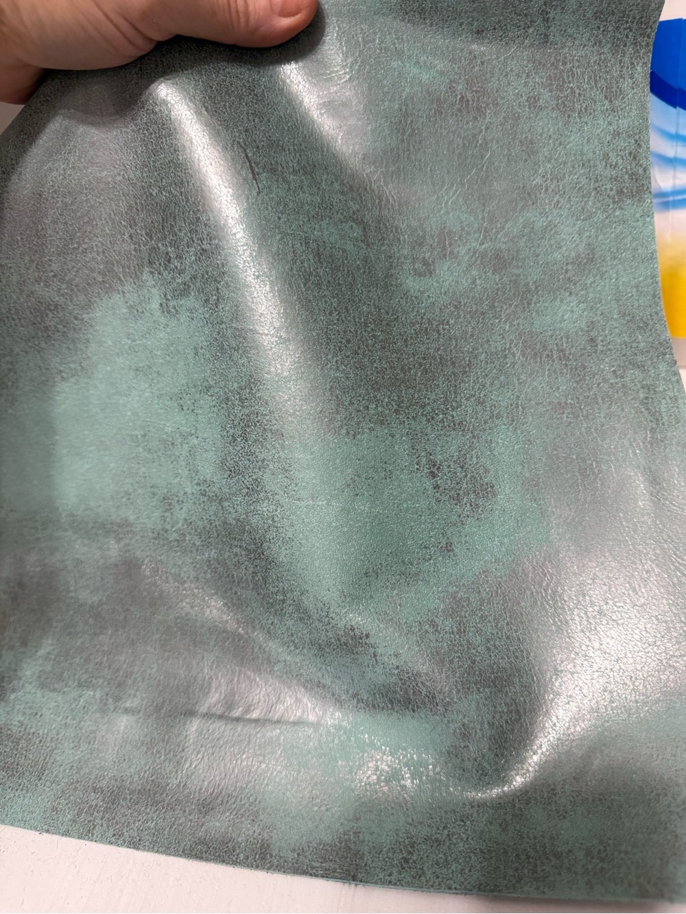 12” x 12” Genuine Leather Craft Square‎ – Distressed Teal Green / Seafoam